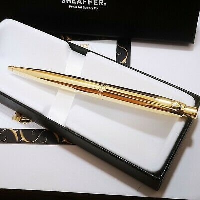 24k Gold Plated Shiny Sheaffer Ballpoint Writing Pen Gift Boxed