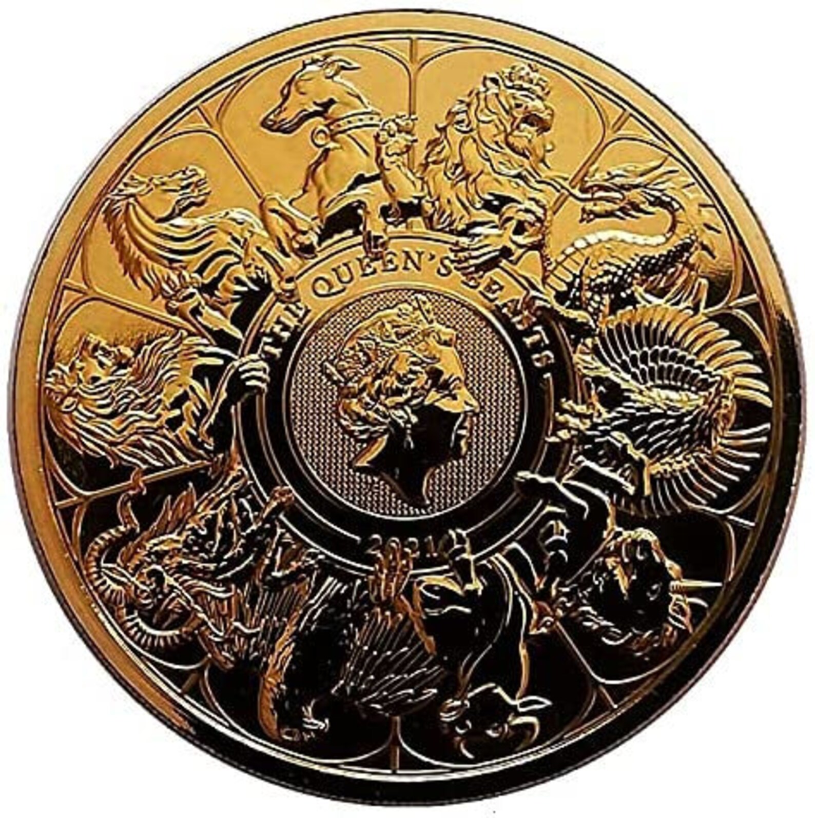24K Gold Plated 2021 The Queens Beasts Series 5 Pound Coin Etsy