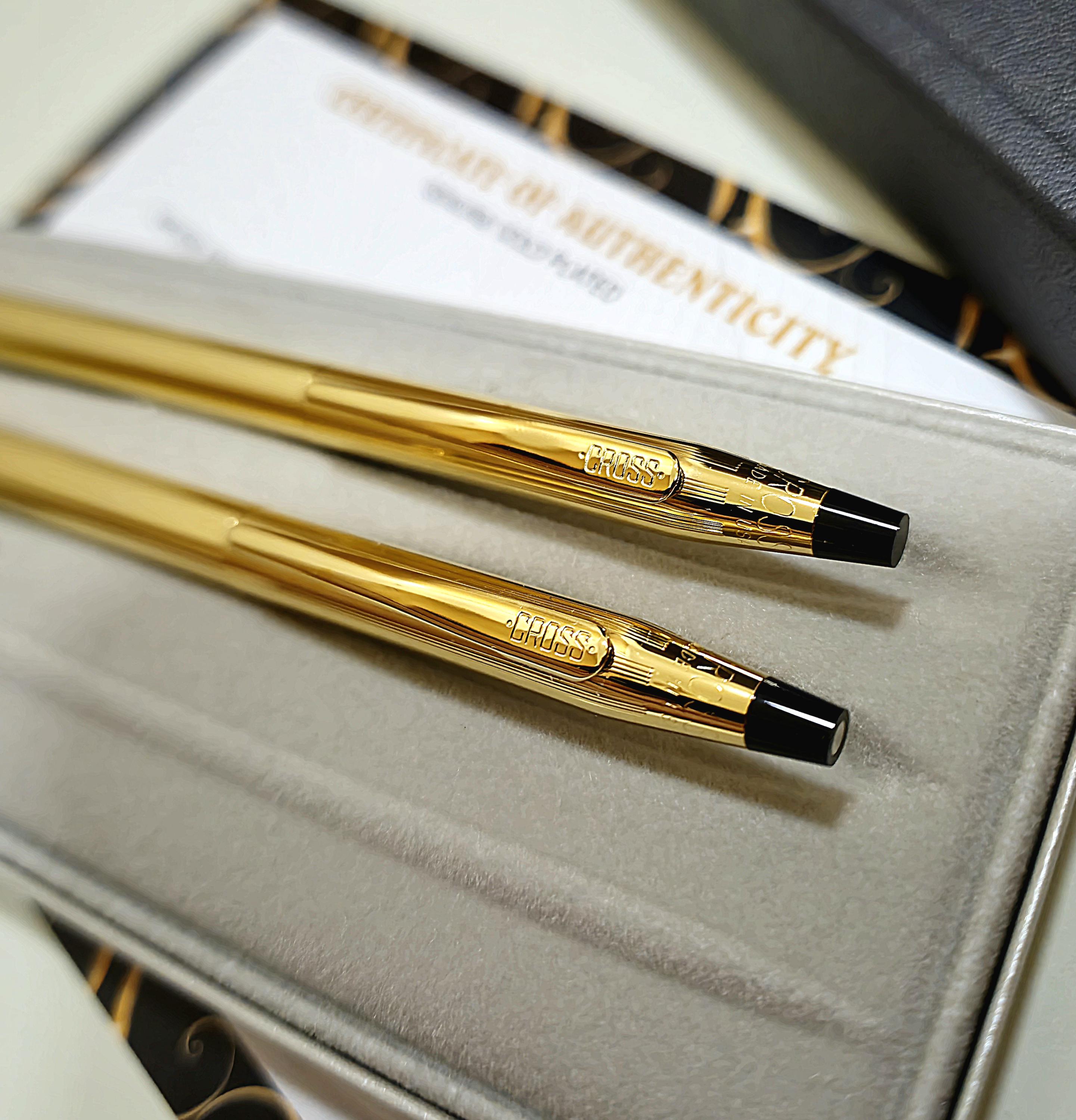 24k Gold Plated Shiny Cross Century Ball Point Writing Pen