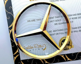 24ct Gold Plated Boot star badge emblem mascot For Mercedes 90mm