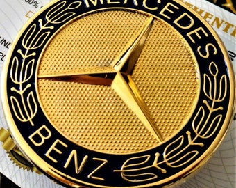 24CT Capot plaqué or capot étoile badge emglem 57mm pour Mercedes classe amg 24k