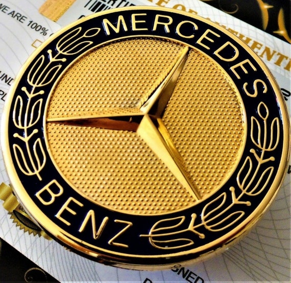 Genuine Mercedes-Benz Star Hood Emblem - Chrome/Blue Badge For Front Grille Replacement 1 thumbnail image