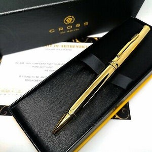 Stylo à bille Coventry Twist plaqué or 24 carats brillant, encre noire