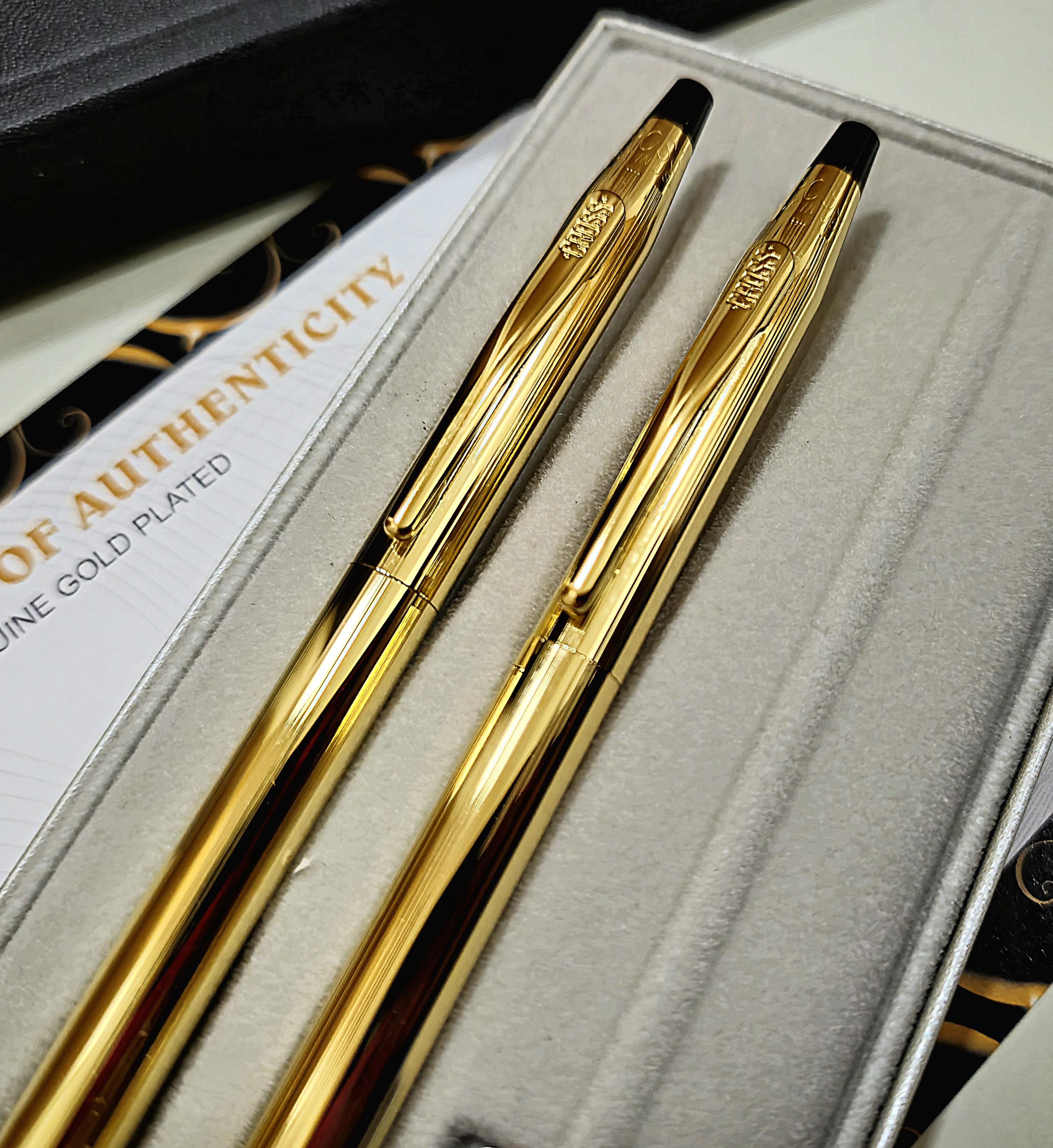24k Gold Plated Shiny Cross Century Ball Point Writing Pen