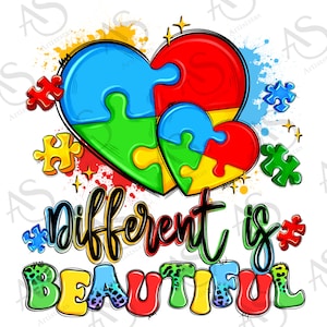 Different is beautiful png sublimation design download, Autism Awareness png, Autism puzzle png, Autism life png, sublimate designs download