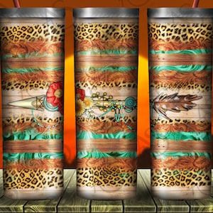Western Design Tumbler Png Sublimation Design, 20oz Skinny Tumbler Png, Tooled Leather Tumbler Png, Western Leopard Tumbler Png Downloads