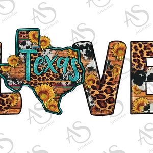 Western Love Texas Map Png Sublimation Design, Cowhide Leopard Texas Map Png, Western Sunflower Cowhide Love Texas Map Png, Digital Download
