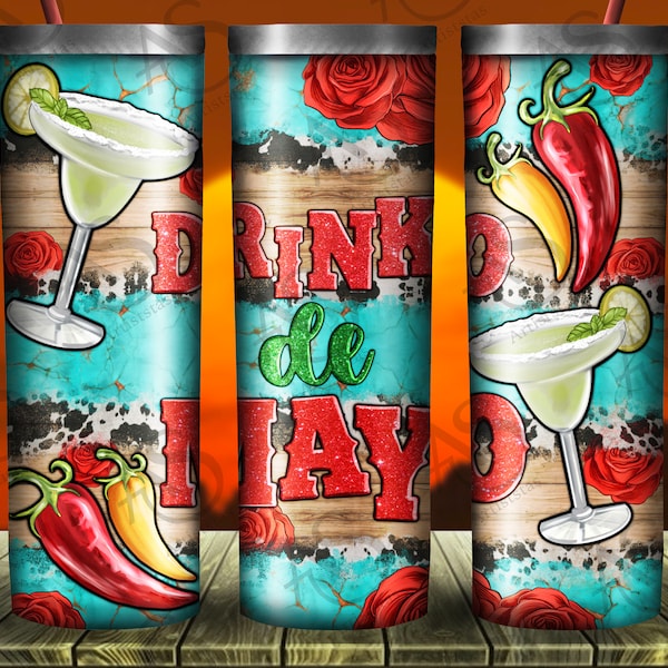 Drinko De Mayo With Pepper Png 20oz Skinny Tumbler Sublimation Design,Cinco de Mayo Tumbler Png,Fiesta Png,Drinko De Mayo Sublimation Design