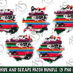 Cowhide Serape Png Patch Bundle (5PNG) Sublimation Design, Cowhide Patches Png, Western Patches, Serape Patches Png, Digital Downloads