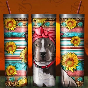 Leopard Glitter Sunflower Pitbull 20Oz Skinny Tumbler Png, Pitbull Png,Pitbull Tumbler Png,Leopard Tumbler Png,Serape Tumbler Png,Download