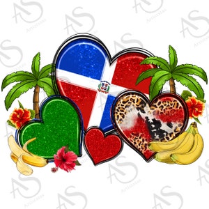 Dominican Republic hearts png sublimation design download, Dominican Flag png, western heart png, sublimate designs download