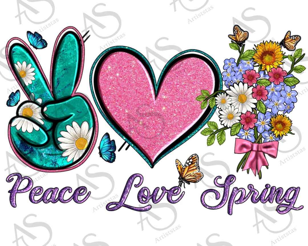 Peace Love Spring With Flowers Png Sublimation Design, Easter Day Png ...