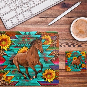 Western Horse Png Mouse Pad And Coaster Sublimation Design, Galloping Horse Png, Serape Coaster Png, Aztec Square Coaster Png Downloads