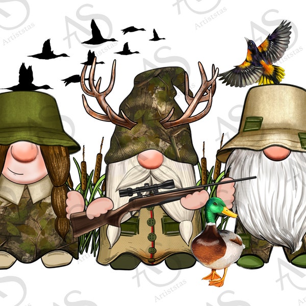 Hunter gnomes png sublimation design download, camouflage gnomes png, gnomes png design, hunting png, sublimate designs download