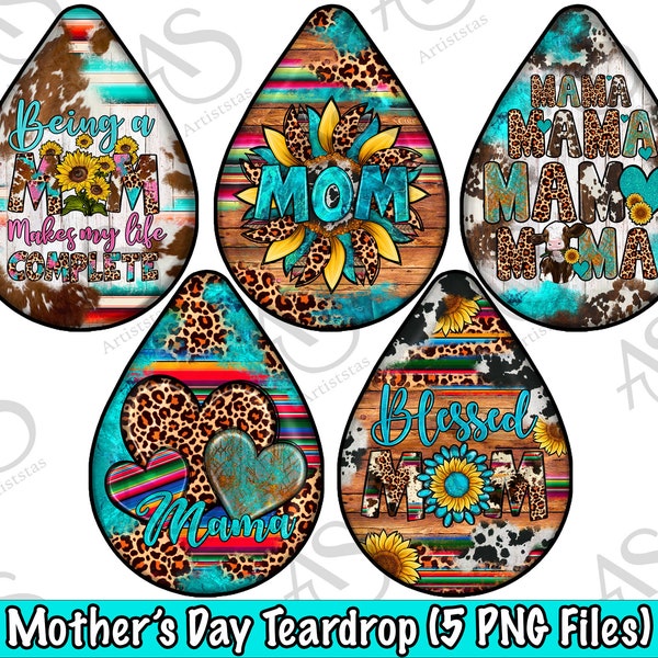 Mother's Day Teardrop Earrings Png Sublimation Design Bundle,Western Teardrop Earrings Png, Leopard Mama Teardrop Earrings Png Downloads