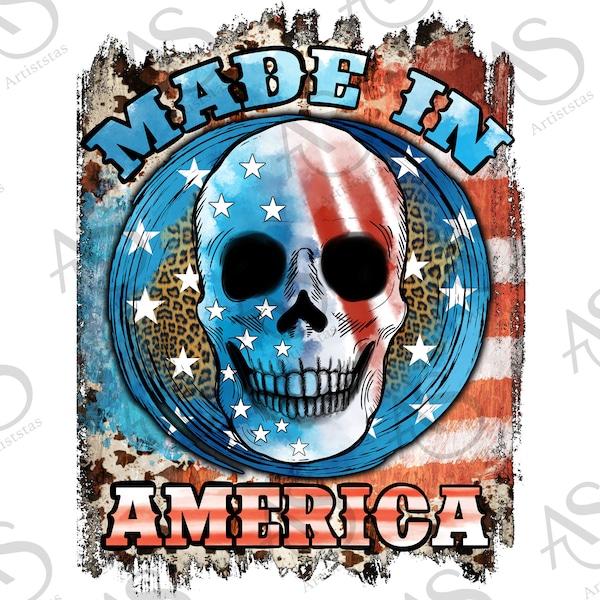 Made in America Skull Png, American Skull Png, Leopard Skull Png, 4th of July Skull, Sublimation Design Png, Usa Png, Digital Download,