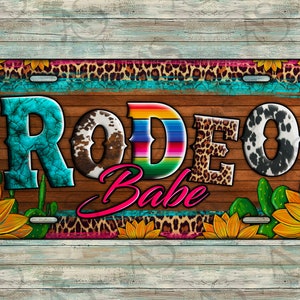 Rodeo Babe Sunflowers License Plate PNG Sublimation Design, Rodeo License Plate Png, Western Rodeo License Plate Png, Digital Download