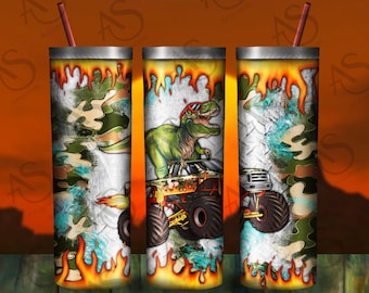 Monster Truck Dinosaurier T-Rex Tumbler Png Sublimation Design, Camouflage Monster Truck Png, Extreme Vehicle Png, Monster Png, Digitaler Download