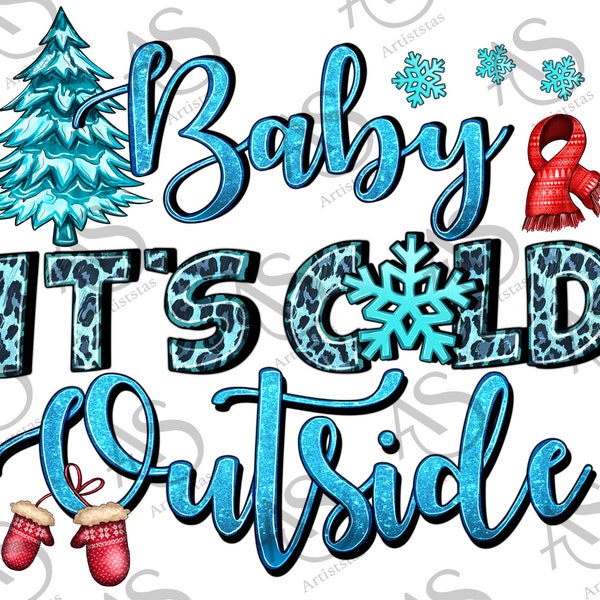 Western Baby It's Cold Outside Png Sublimation Design, Winter Png, Baby It's Cold Png, Holiday Png, Snowflake Png, Digital Download