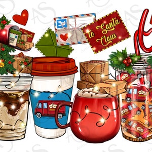 Christmas Mail Truck coffee cups png sublimation design download, Christmas png, Mail Truck png, coffee cups png,sublimate designs download