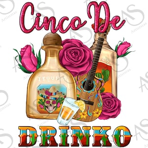 Cinco De Drinko Png Sublimation Design, Drinko De Cinco Png, Tequila y Sombrero Guitar Png, Sombrero Cinco De Drinko Png, Digital Downlod