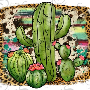 Serape and Cowhide Cactus Png, Cowhide PNG, Serape Png, Leopard Png, Sublimation Designs, Cactus Png, Digital Download PNG,