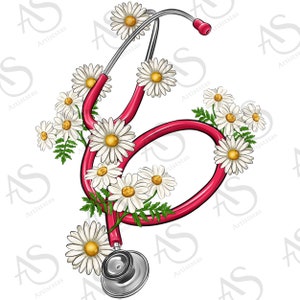 Floral stethoscope png sublimation design download, Nurse life png, Nursing png, Nurse stethoscope png, sublimate designs download