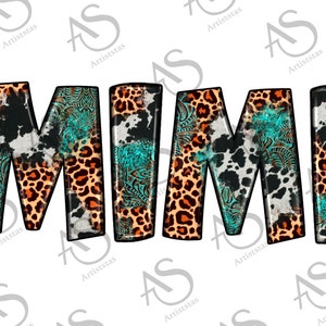 Western Mimi Sublimation Design, Leopard And Cowhide Mimi Png, Mother&#39;s Day Png, Mimi Png, Tooled Leather Mimi Png Digital Downloads
