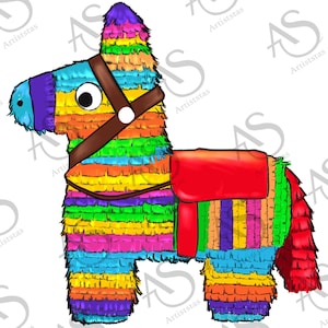 4-Piece Set Small and Mini Donkey Pinata with Stick and Blindfold for  Birthday Party, Mexican Fiesta, Cinco de Mayo