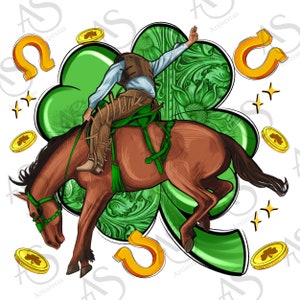 Cowboy with shamrock png sublimation design download, Irish Day png, St. Patrick&#39;s Day png, lucky vibes png, sublimate designs download