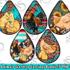 Coop Animals Teardrop Earrings Png Sublimation Design Bundle,Western Teardrop Earrings Png, Western Coop Animals Teardrop Png Downloads