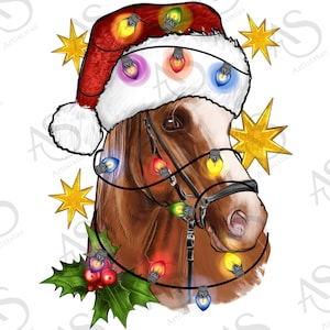 Christmas Horse Png Sublimation Design, Merry Christmas Png, Christmas Horse Clipart, Christmas Animals Png, Horse Png, Digital Download