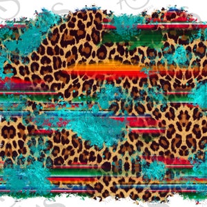 Western Leopard Serape Background Png Sublimation Design, Western Background Png, Turquoise Background Png, Distressed Pattern Png Downloads