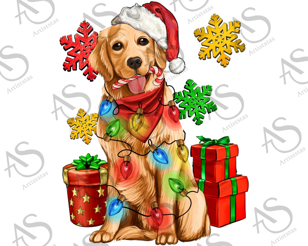 Christmas Golden Retriever Png Sublimation Design Download, Christmas ...