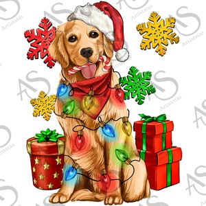 Christmas Golden Retriever png sublimation design download, Christmas dog png, Christmas animal png, sublimate designs download