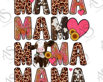 Western Mama PNG Mama Leopard Lightning Png Cowhide Mama - Etsy