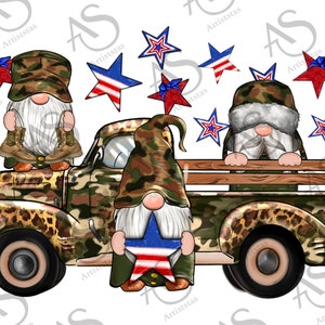 Camouflage Gnomes American Truck Png Sublimation Design, 4th Of July Png, Patriotic Gnomes Png, United States Gnomes Png, Digital Download