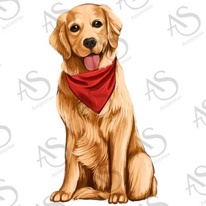 Golden Retriever Png Sublimation Design, Dibujado a mano Golden Retriever Png, Golden Retriever Portrait Png, Retriever Png Descargas digitales
