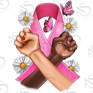 Breast Cancer Fist Daisy Butterfly Png Sublimation Design, Breast Cancer Png, Cancer Awareness Png, Breast Cancer Fist Png, Digital Download