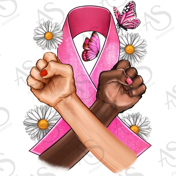 Breast Cancer Fist Daisy Butterfly Png Sublimation Design, Breast Cancer Png, Cancer Awareness Png, Breast Cancer Fist Png, Digital Download