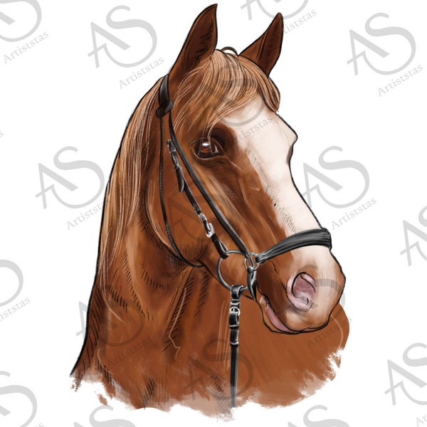 Western Horse Png Sublimation Design, Horse Png, Portrait de cheval png, Cheval tiré à la main Png, Design occidental Png, Clipart de cheval, Téléchargement numérique