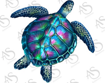 Hand Drawn Tie Dye Turtle Png Sublimation Design, Turtle Png, Sea Animal Png, Turtle Clipart Png,Turtle Background Png Digital Downloads