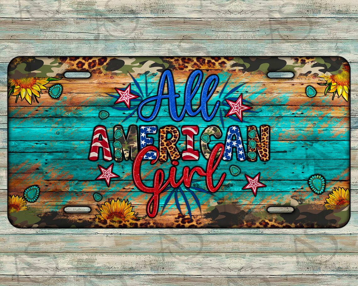 All American Girl License Plate Png Sublimation Design Etsy