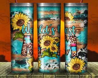 World&#39;s Best Mom Tumbler Png Sublimation Design, 20oz Skinny Tumbler Png,Western Mom Tumbler Png,Mom Png,Sunflower Mom Tumbler Png Downloads