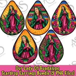 Nuestra Señora de Guadalupe Pendientes de Lágrima Png Bundle, Madre Png, Virgen de Guadalupe Png, Pendientes Mexicanos Latinos, Guadalupe,Descarga Digital