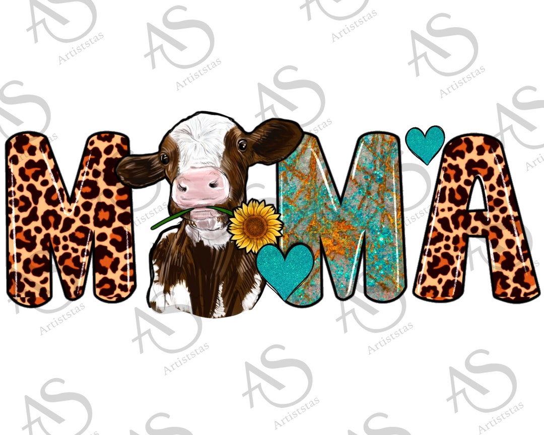 Western Mama Holstein Cow Png Sublimation Design Leopard and - Etsy