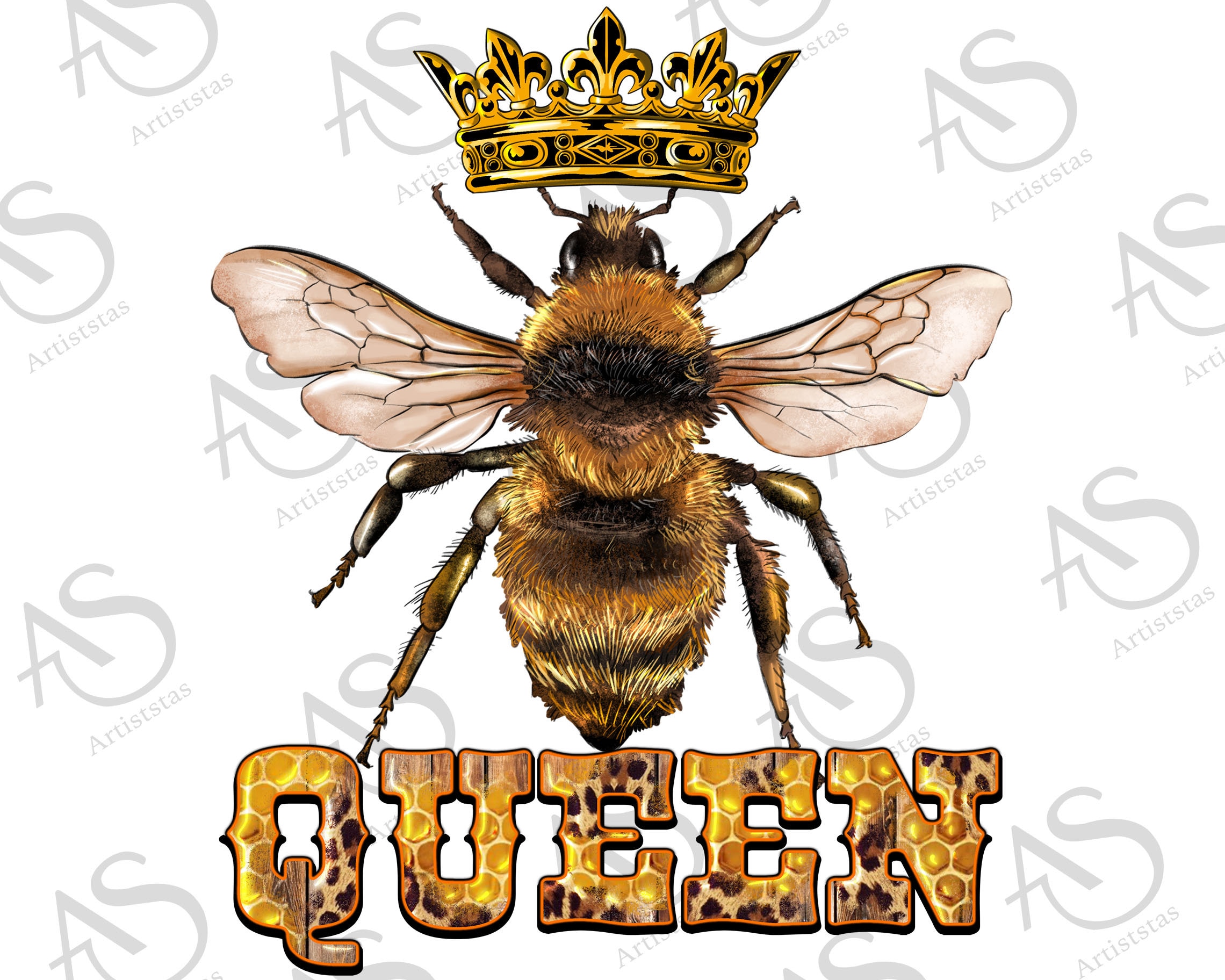 Queen Bee With Crown Pngmama Bee Png Queen Bee Designmama Etsy