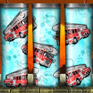 Fire Truck Tumbler Png Sublimation Design, Hand Drawn Fire Truck Png, Firefighter Tumbler Png, Fireman Png, Firefighter Png Digital Download