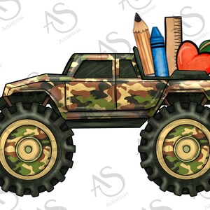 Back To School Monster Truck Png,Monster Truck Clipart,Monster Truck Png,Back to School Png,Png Sublimation Design Download,Digital Download