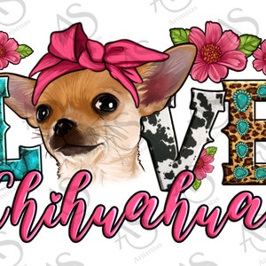 Love Chihuahua Png Sublimation Design, Floral Chihuahua Png, Gemstone And Cowhide Love Chihuahua Png, Love Dog Png Digital Downloads